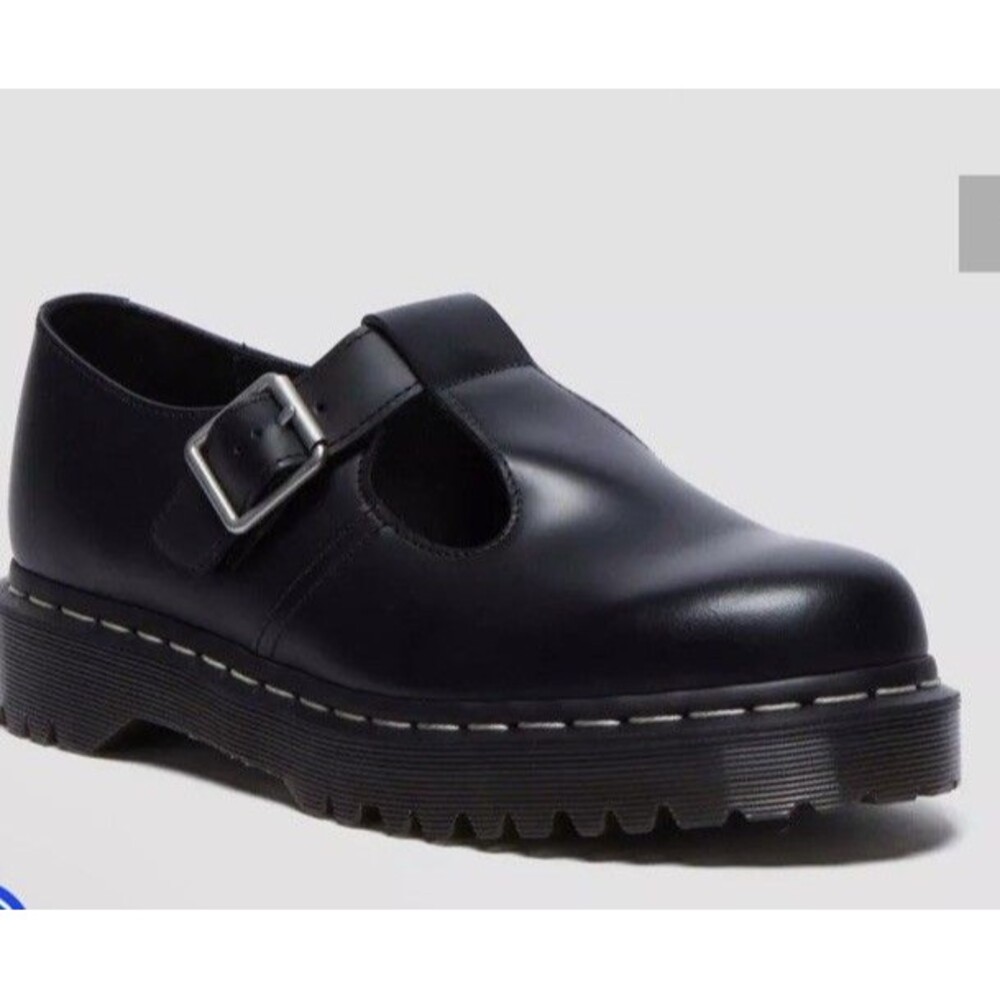 Dr Doc Martens Polley Bex T-bar White Stitching UK 10 EU 45 US M 11 W 12